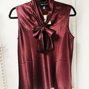 NWT Anne Klein Burgundy Dressy Tank with Stylish Ties